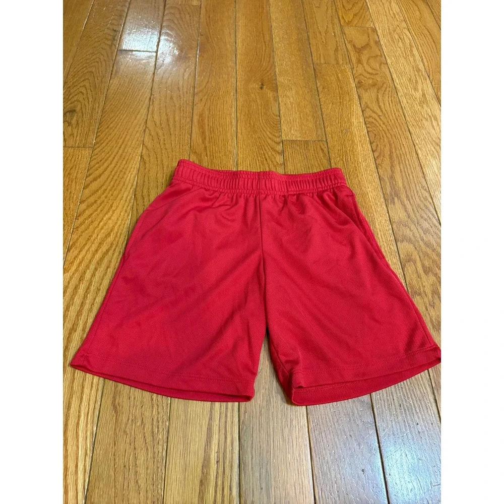 All in Motion Boys Red Mesh Athletic Shorts Size M 8 Drawstring Pockets